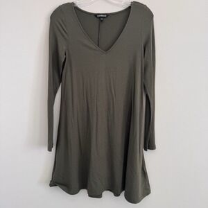 Express | Dresses | Express Green Long Sleeve Wrap Dress With Tie Front |  Poshmark